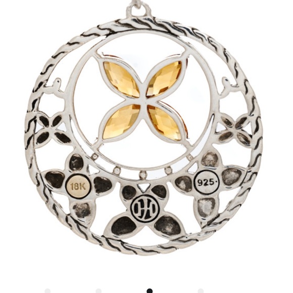 JOHN HARDY Sterling Silver & 18K Yellow Gold Citrine Batu Kawung Drop Earrings - Picture 2 of 4